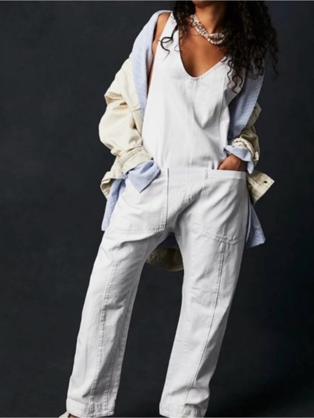 We The Free Cream High Roller Jumpsuit